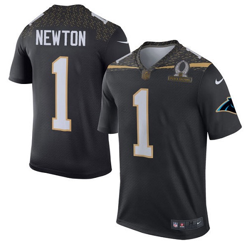 Men's Elite Cam Newton Nike Jersey Black - #1 Team Irvin 2016 Pro Bowl NFL Carolina Panthers